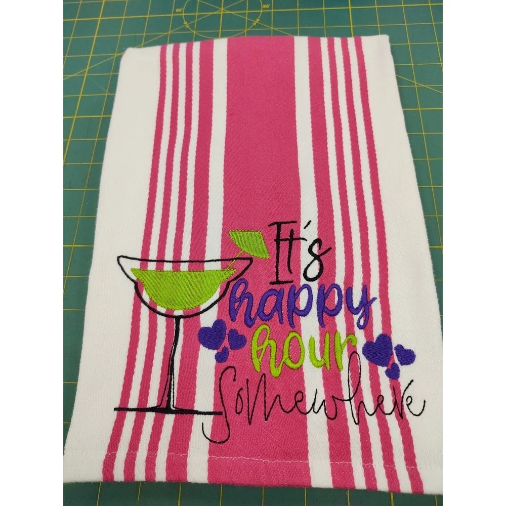 It's Happy Hour Somewhere Kitchen Hand Bar Tea Towel Set of 1 Great Gift Idea!